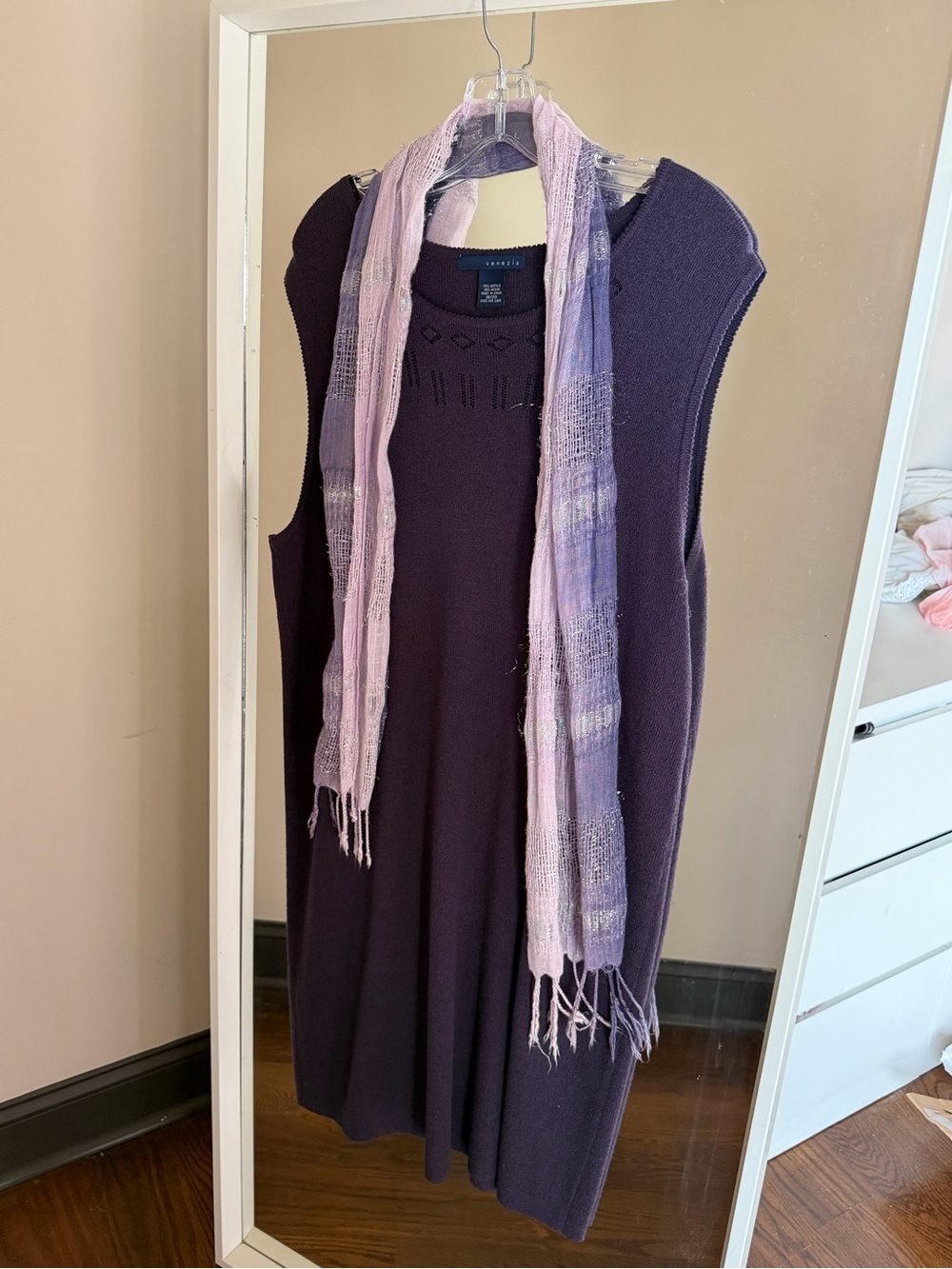 Purple dress with scarf